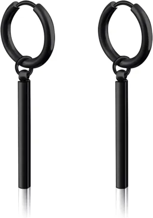 Punk Stainless Steel Long Bar Small Huggie Hoop Earrings Dangle Drop Ear Earrings for Women Men