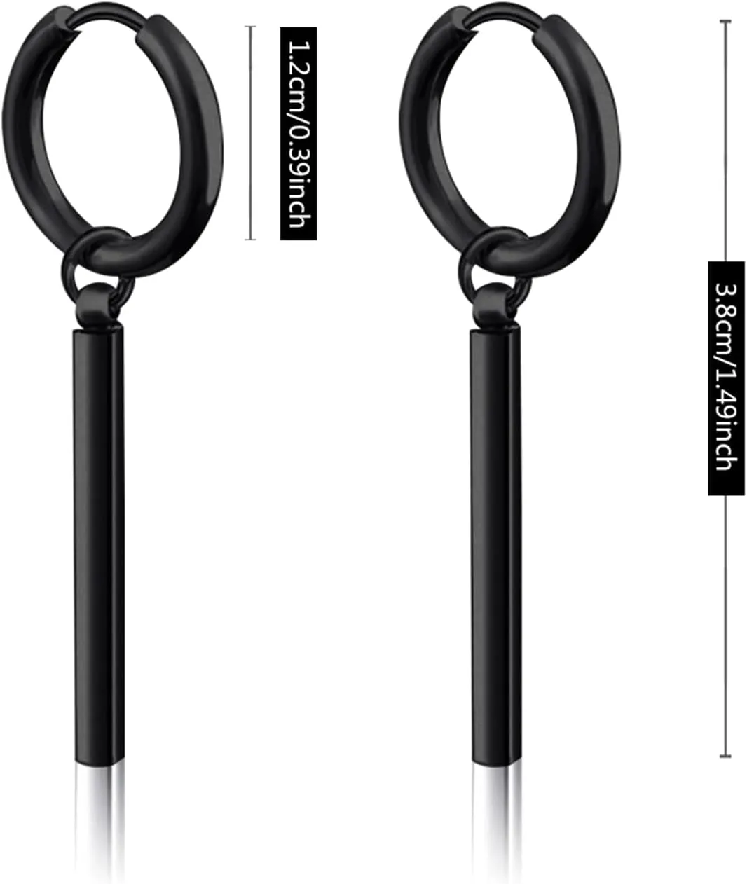 Punk Stainless Steel Long Bar Small Huggie Hoop Earrings Dangle Drop Ear Earrings for Women Men