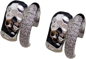 Punk Zircon Double layer Ear Cuff Dainty Piercing Earrings Accesory Fashionable Metal Geometric Ear Clip with Zircon
