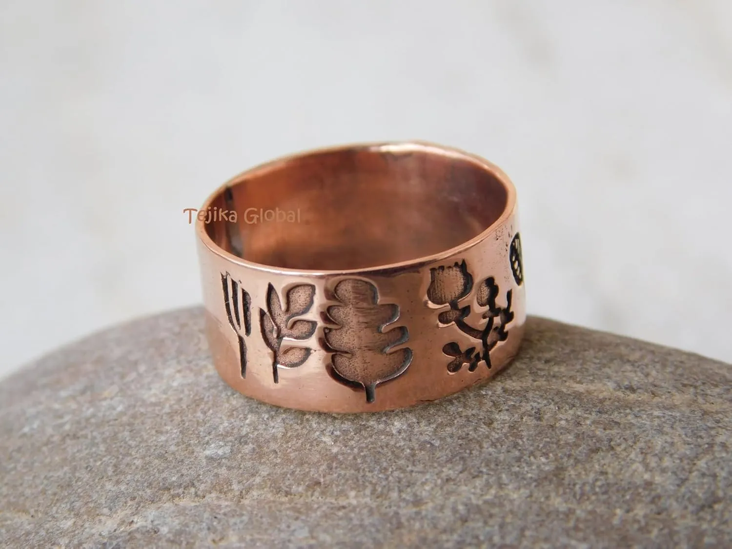Pure Copper Tree of Life Band Ring - Unique Women's Statement Handmade Life Ring