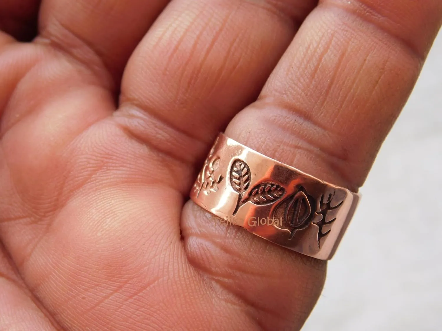Pure Copper Tree of Life Band Ring - Unique Women's Statement Handmade Life Ring