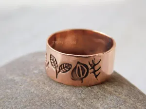 Pure Copper Tree of Life Band Ring - Unique Women's Statement Handmade Life Ring