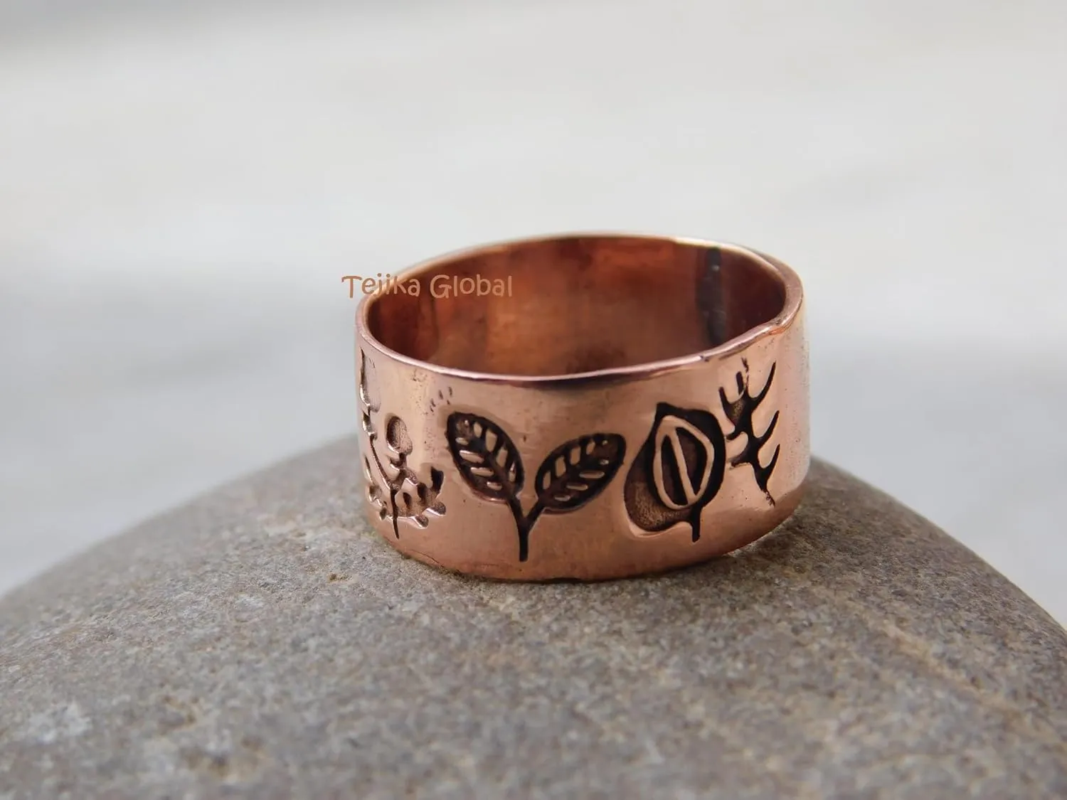 Pure Copper Tree of Life Band Ring - Unique Women's Statement Handmade Life Ring