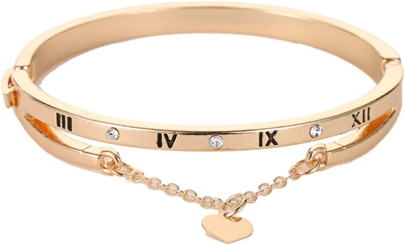 Qinlorgo Love Bangle Bracelet, Sturdy Fashionable Gift Lightweight Love Friendship Bracelet Alloy for Party for Women (Gold)