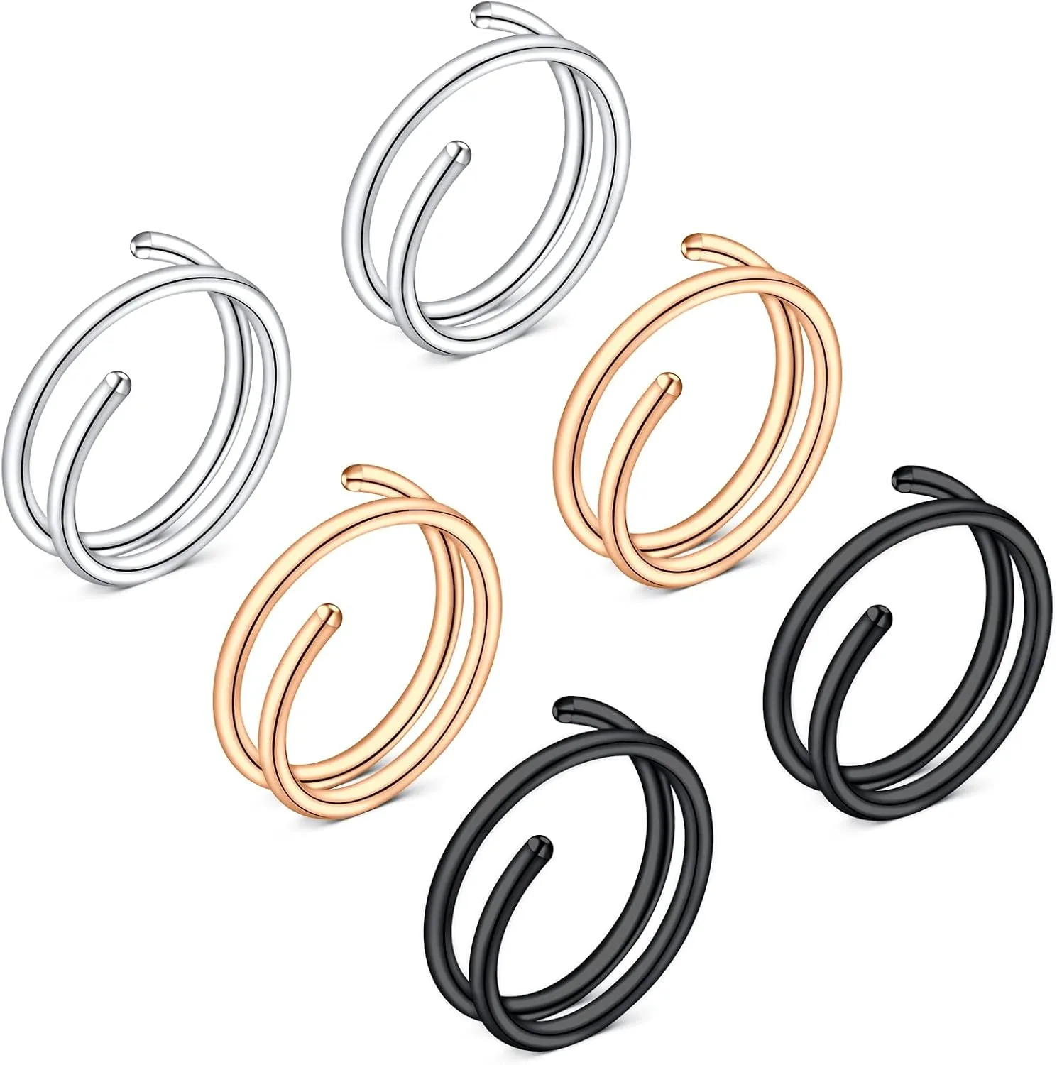 QWALIT Nose Rings - Double Hoop Nose Rings for Single Piercing