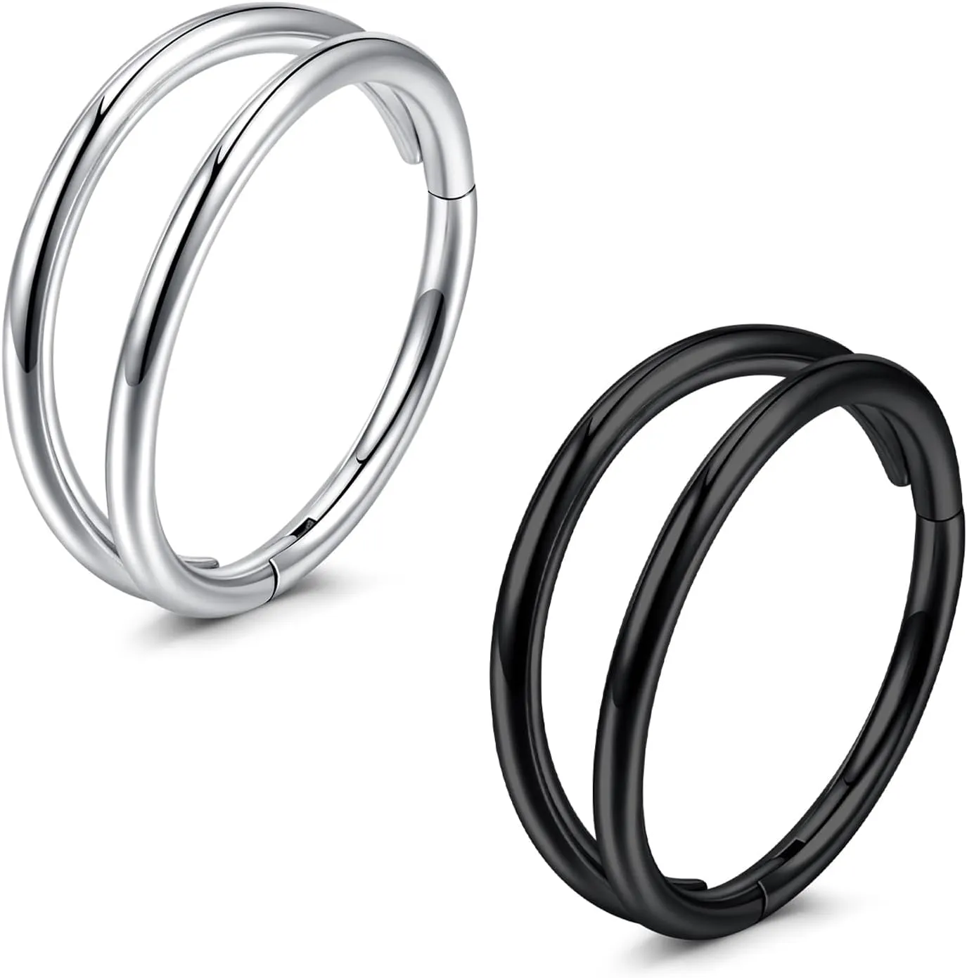 QWALIT Nose Rings - Double Hoop Nose Rings for Single Piercing