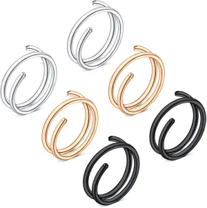 QWALIT Nose Rings - Double Hoop Nose Rings for Single Piercing