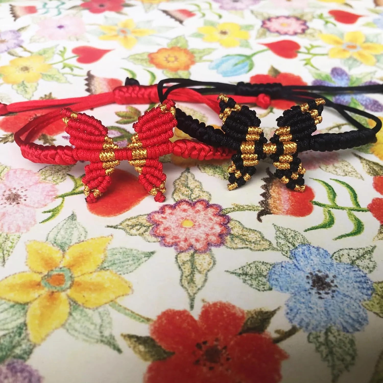 Red String Butterfly Bracelets for Women Girls Red Thread Surfer Bracelet Cute Handmade Woven Butterfly Bracelets for Daughter Gift for Couple Friendship(RED)