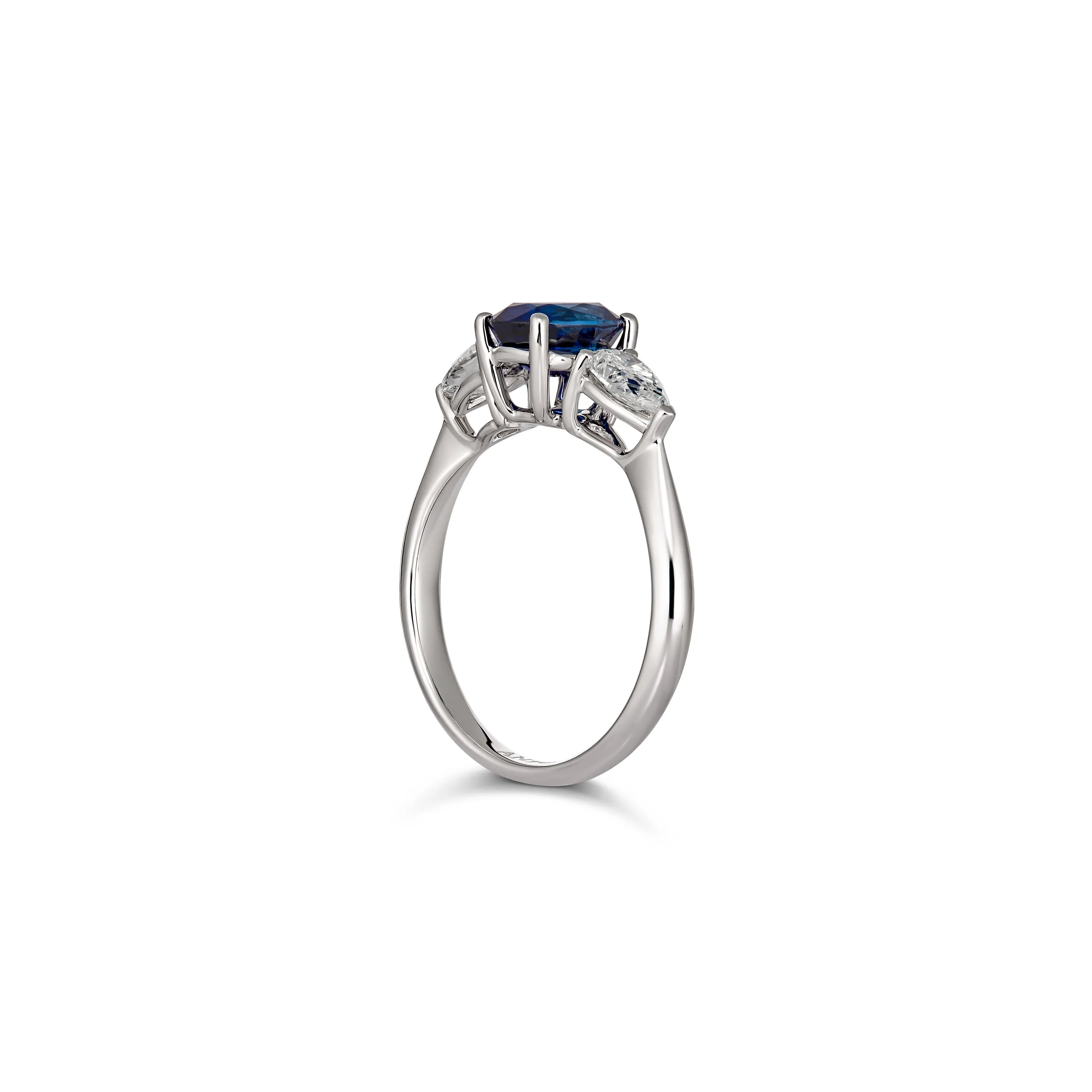 Regal Collection® Three Stone Blue Sapphire and Diamond Ring | White Gold