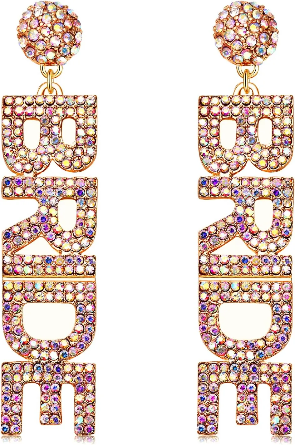 Rhinestone Bride Earrings for Women Elegant Wedding Bridal Dangle Earrings Statement Letter Earrings Dainty Wedding Bachelorette Party Jewelry Gift