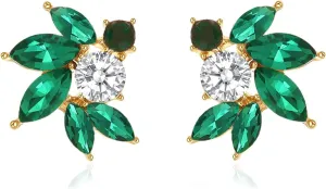 Rhinestone Cluster Stud Earrings Elegant Small Marquise Crystal Wedding Earrings for Brides Bridemaids Party Prom Costume Earrings for Women