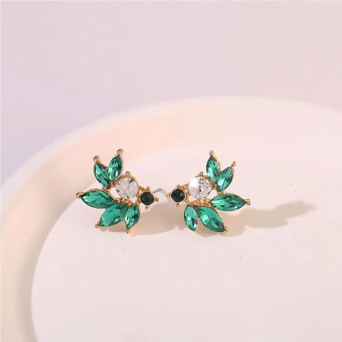 Rhinestone Cluster Stud Earrings Elegant Small Marquise Crystal Wedding Earrings for Brides Bridemaids Party Prom Costume Earrings for Women