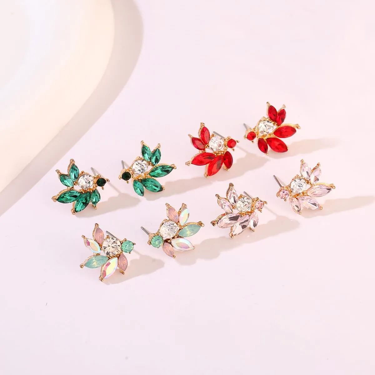 Rhinestone Cluster Stud Earrings Elegant Small Marquise Crystal Wedding Earrings for Brides Bridemaids Party Prom Costume Earrings for Women