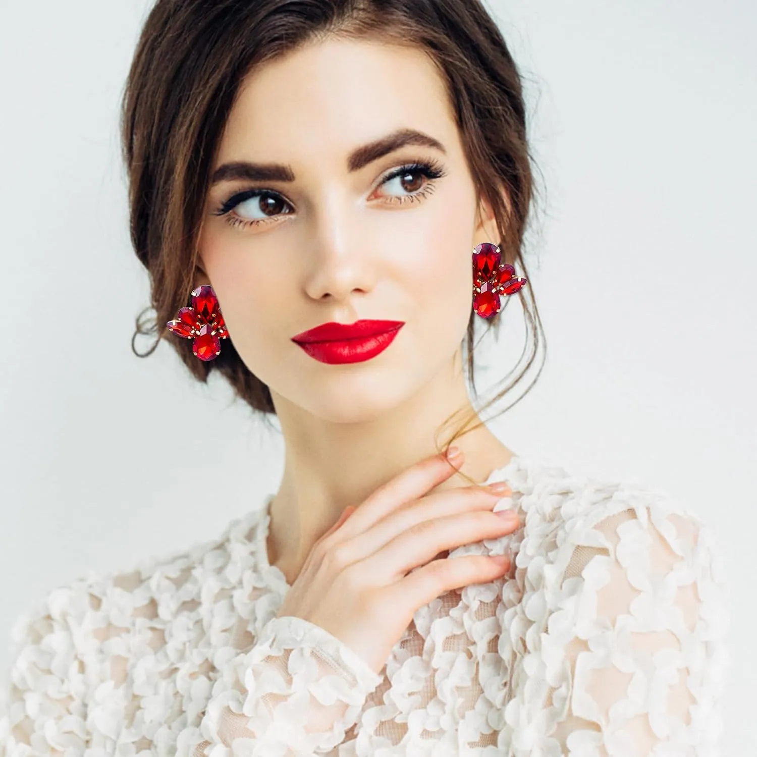 Rhinestone Crystal Wedding Earrings for Bridal Elegant Cubic Zirconia Dangle Drop Earrings for Women Bridesmaids Guest Party Prom Jewelry Trendy