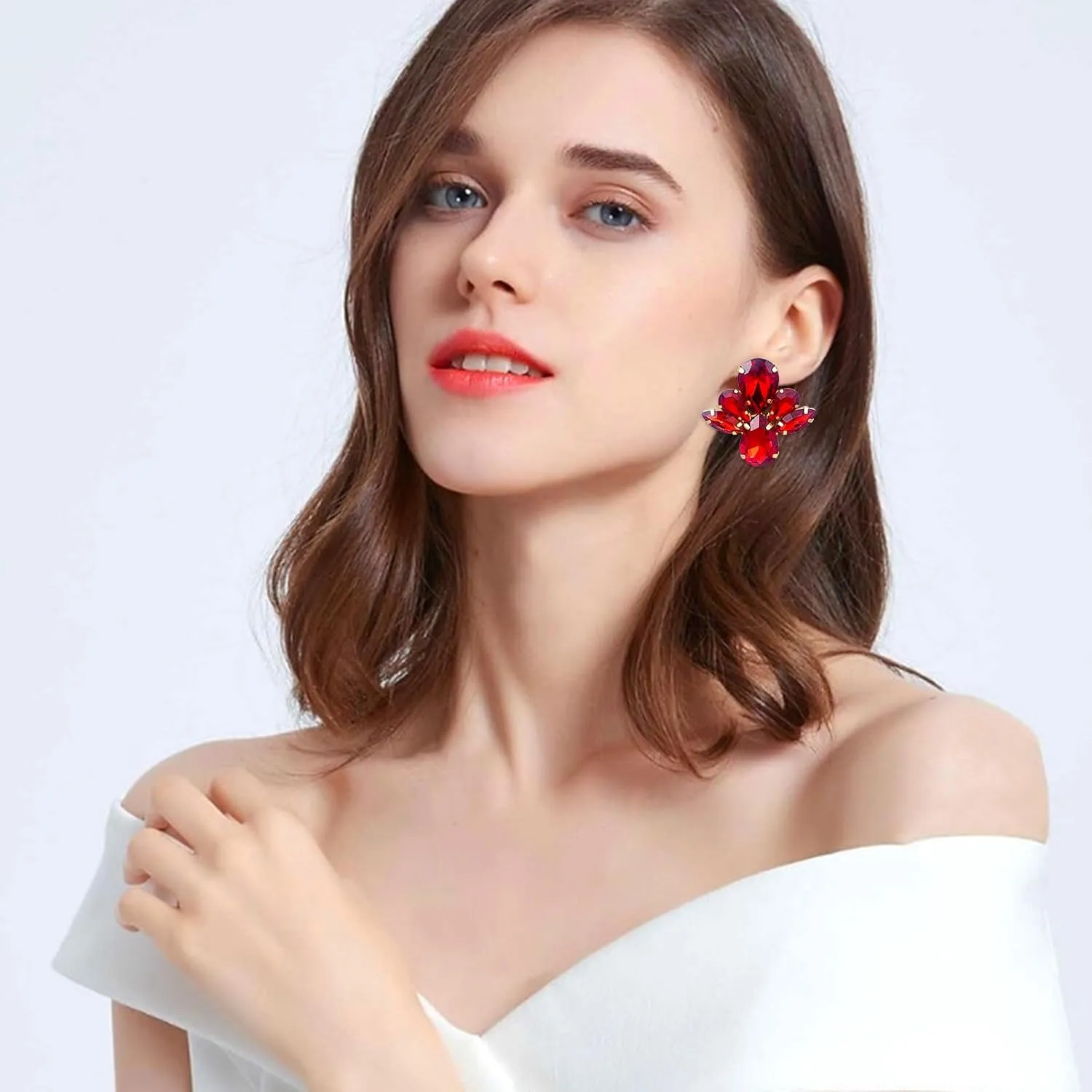 Rhinestone Crystal Wedding Earrings for Bridal Elegant Cubic Zirconia Dangle Drop Earrings for Women Bridesmaids Guest Party Prom Jewelry Trendy