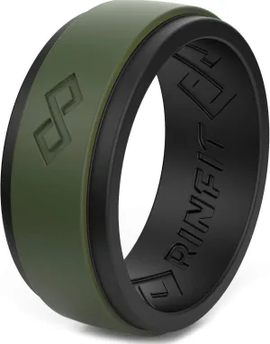 Rinfit Silicone Rings for Men 9mm Wide, 2mm Thick - Mens Rubber Wedding Bands - Infinity Ring with 2 Layers - Patented Design