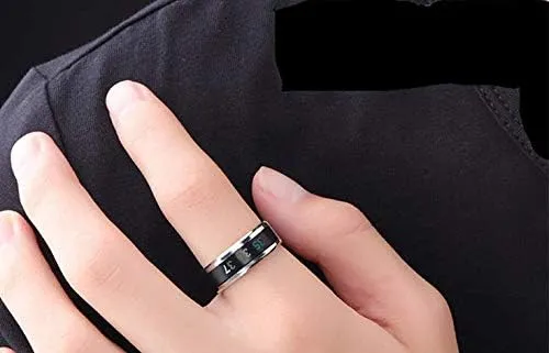 Ring for Men Stainless Steel Intelligent Temperature Sensing Couple Rings for Women Lovers Wedding Band Ring Jewelry (Gold, 9)