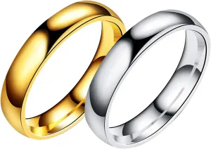 Rings for Couples, Couples Rings Set Stainless Steel High Polished Silver&Gold Rings for Women Men Xmas Size 6-12