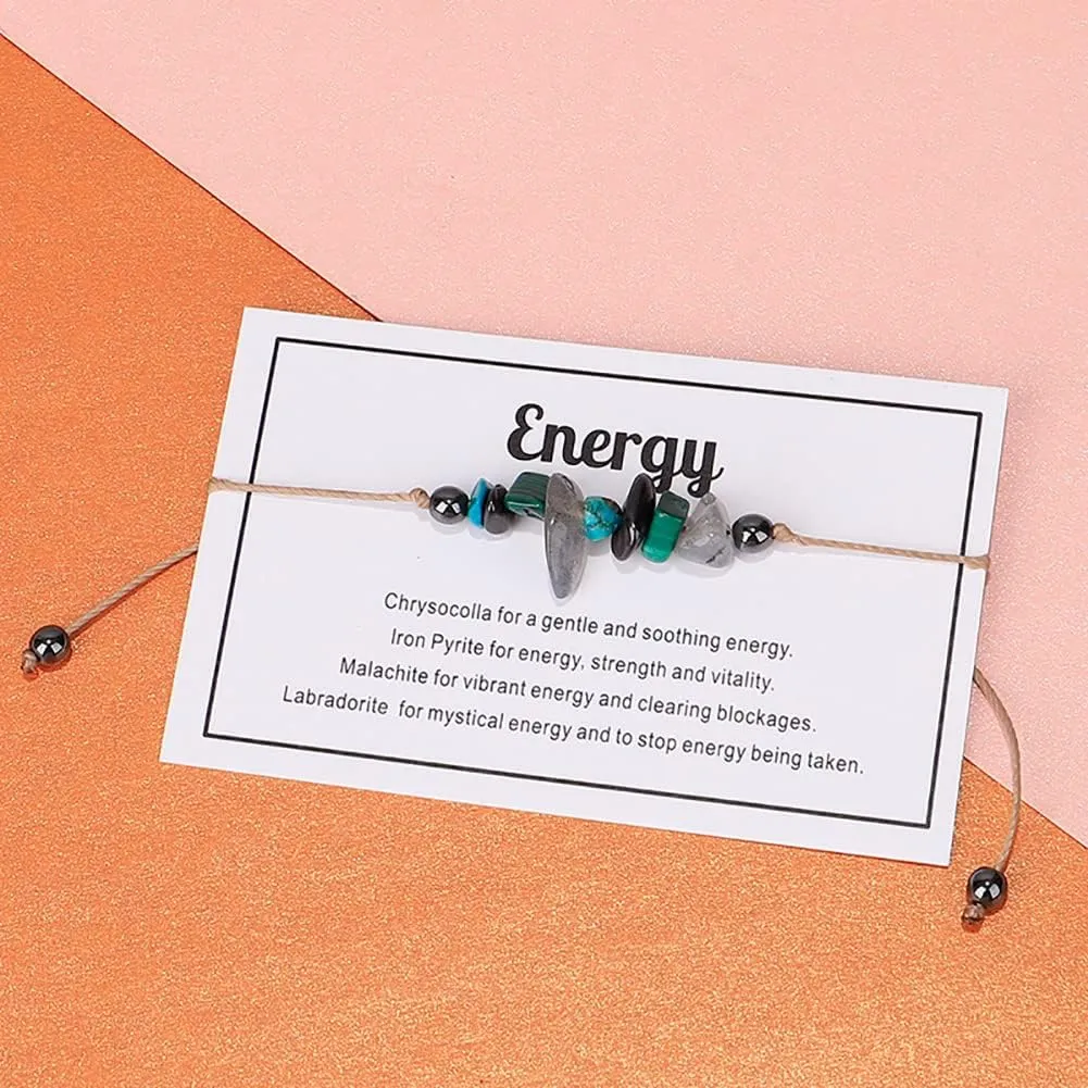 Ronglry Crystal Bracelet for Women Men - Spiritual Healing Stones Amethyst Gem Bracelet for Anxiety Relief - Natural Beads Jewelry