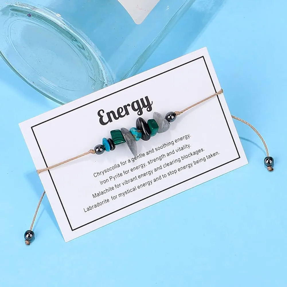 Ronglry Crystal Bracelet for Women Men - Spiritual Healing Stones Amethyst Gem Bracelet for Anxiety Relief - Natural Beads Jewelry