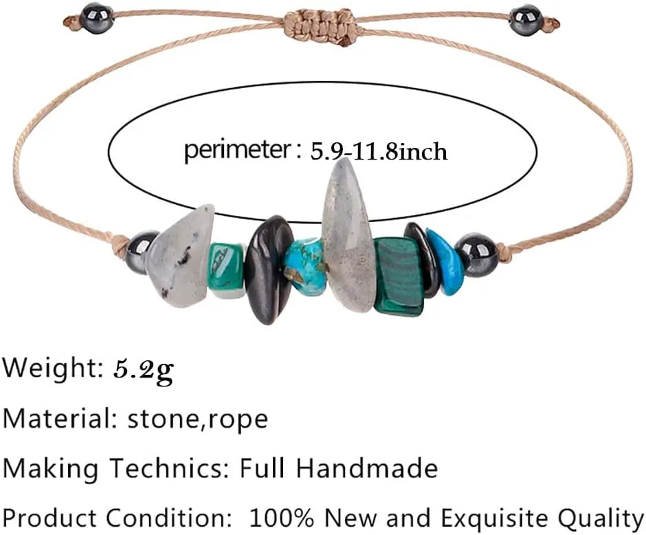 Ronglry Crystal Bracelet for Women Men - Spiritual Healing Stones Amethyst Gem Bracelet for Anxiety Relief - Natural Beads Jewelry