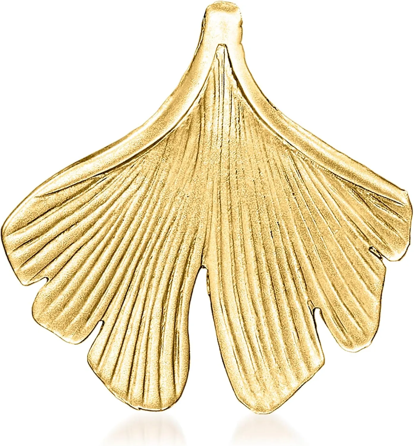 Ross-Simons 14kt Yellow Gold Satin and Polished Ginkgo Leaf Pendant