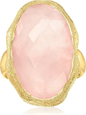 Ross-Simons 17.00 Carat Rose Quartz Ring in 18kt Gold Over Sterling