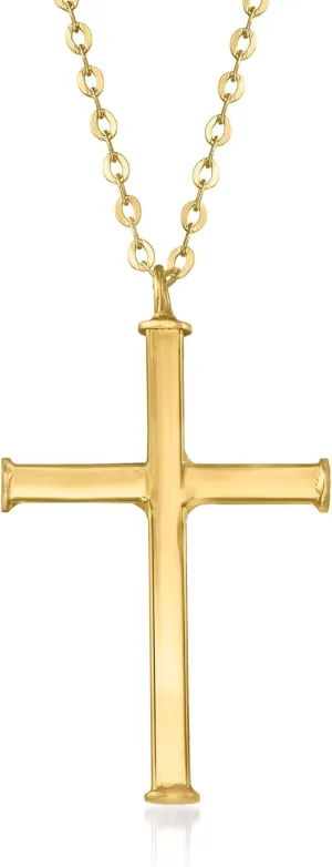 Ross-Simons Italian 14kt Yellow Gold Cross Necklace. 18 inches