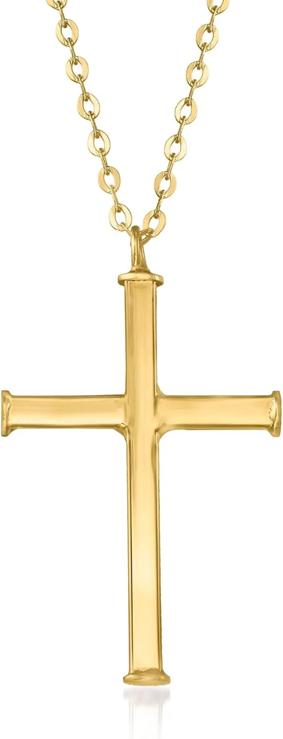 Ross-Simons Italian 14kt Yellow Gold Cross Necklace. 18 inches