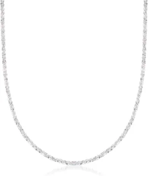 Ross-Simons Italian 2mm Sterling Silver Crisscross-Chain Necklace. 16 inches