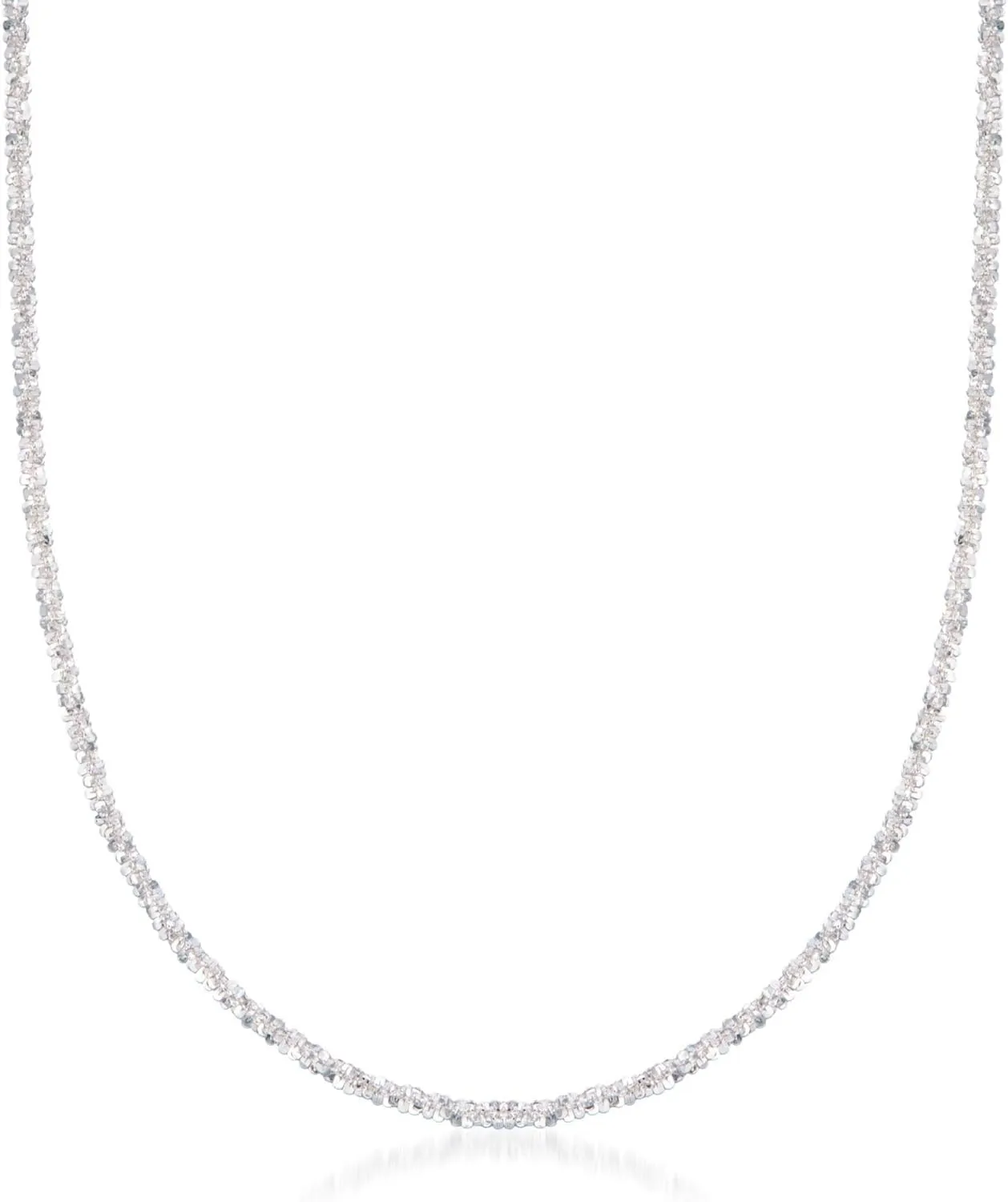 Ross-Simons Italian 2mm Sterling Silver Crisscross-Chain Necklace. 16 inches