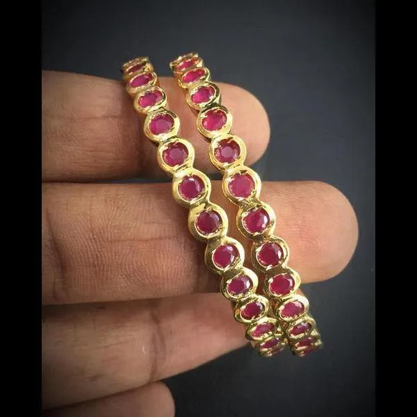 Ruby AD style fine gold polished Bangles
