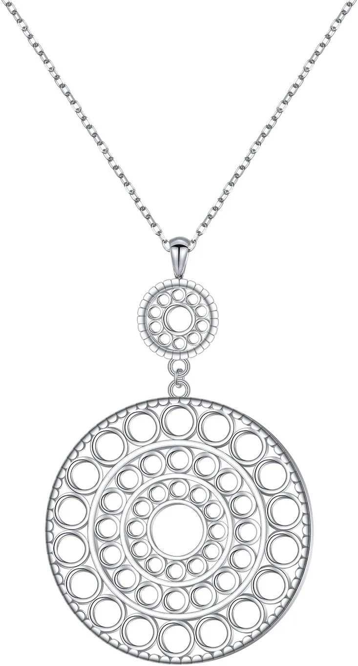 S925 Sterling Silver Long Chain Sweater Necklace for Women Statement Pendant Fringe Necklaces Jewelry Gift