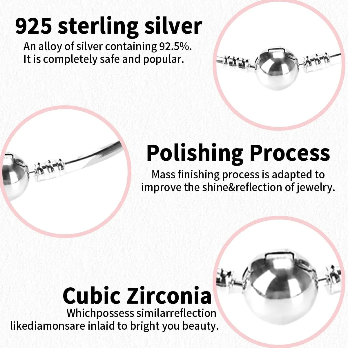 S925 Sterling Silver Snake Bracelet DIY Beaded Bracelet