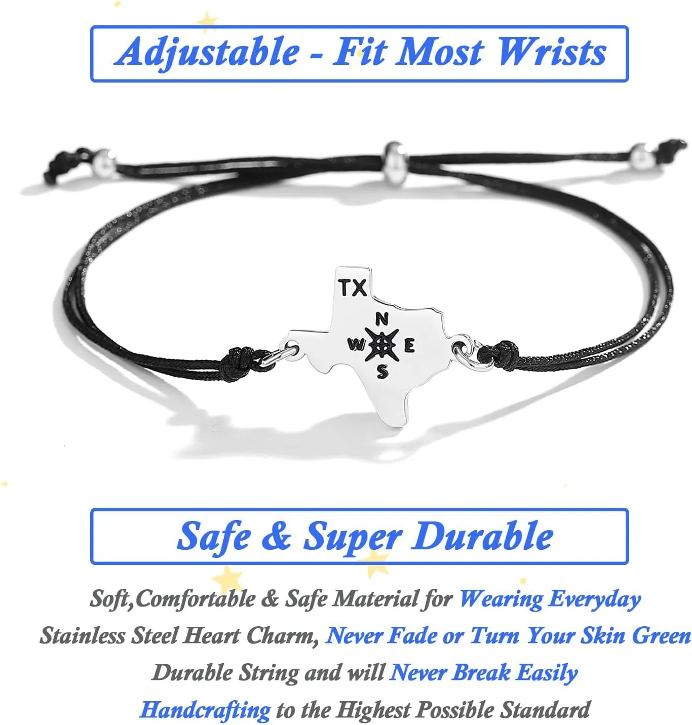 SAM & LORI Unique Graduation Gifts-State Map Compass Charm-Graduation Cap Box-Adjustable Bracelet for 5th 8th Middle School High School College Grads
