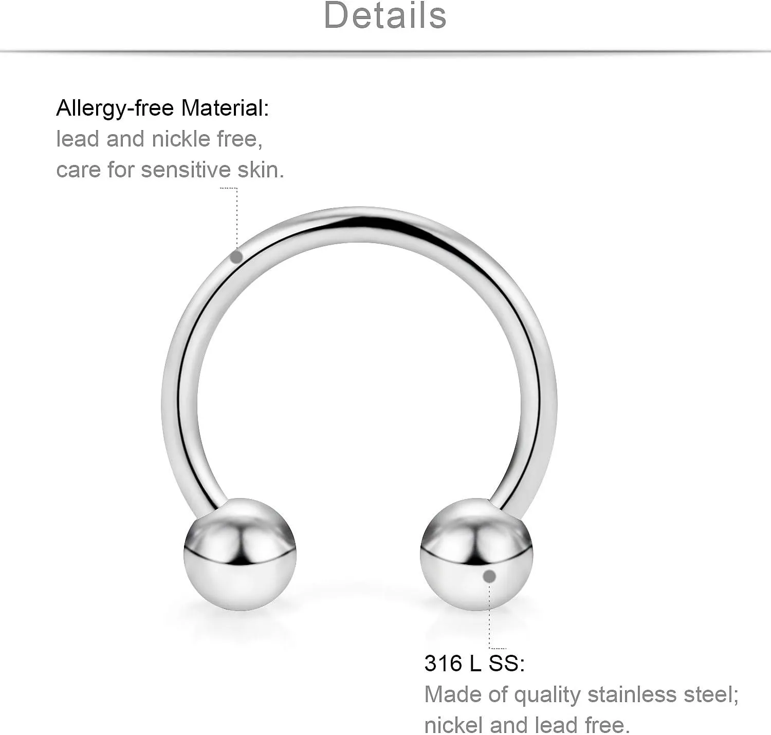 SCERRING Tragus Earrings 16g 20g Stainless Steel Opal CZ Nose Hoop Lip Rings Nail Tragus Helix Rook Cartilage Earrings Studs Ring Piercing Jewelry 32PCS