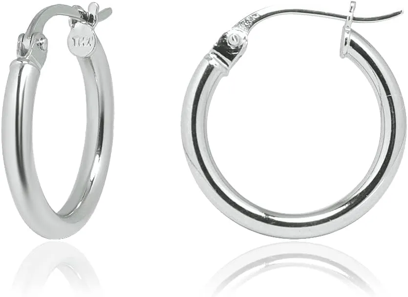 Sea of Ice Silver Round Tube Hoop Earrings for Women 925 Sterling Silver Plated  Cool and Chic Hoop Earrings  15-60mm Sterling Silver Earrings Hoops with Round-Tube Design  2mm Tube