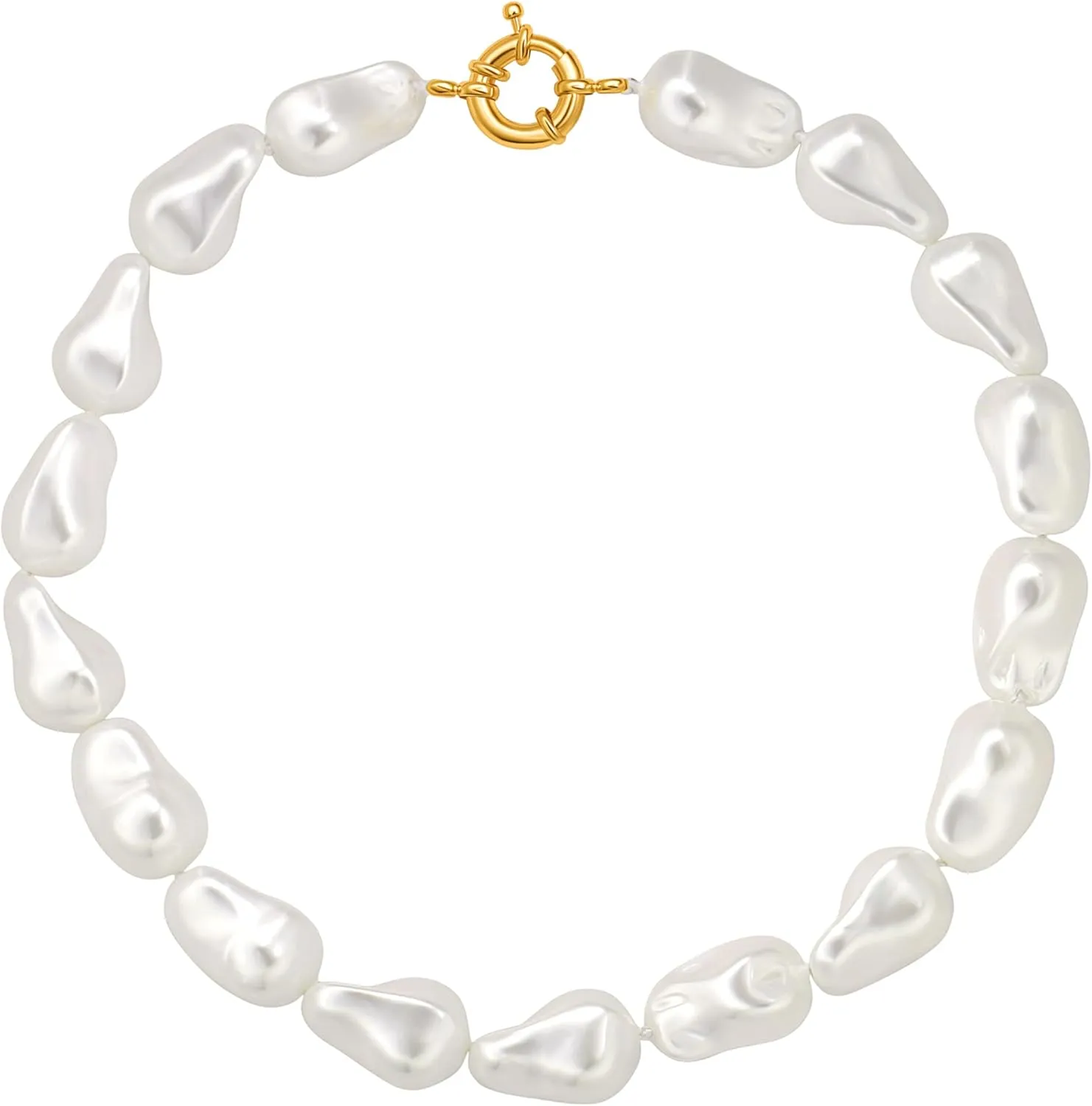 Seashell Pearl Necklace Single-Strand Handmade Beaded Necklaces for Ladies Dainty Faux Pearl Wedding Jewelry for Brides 18