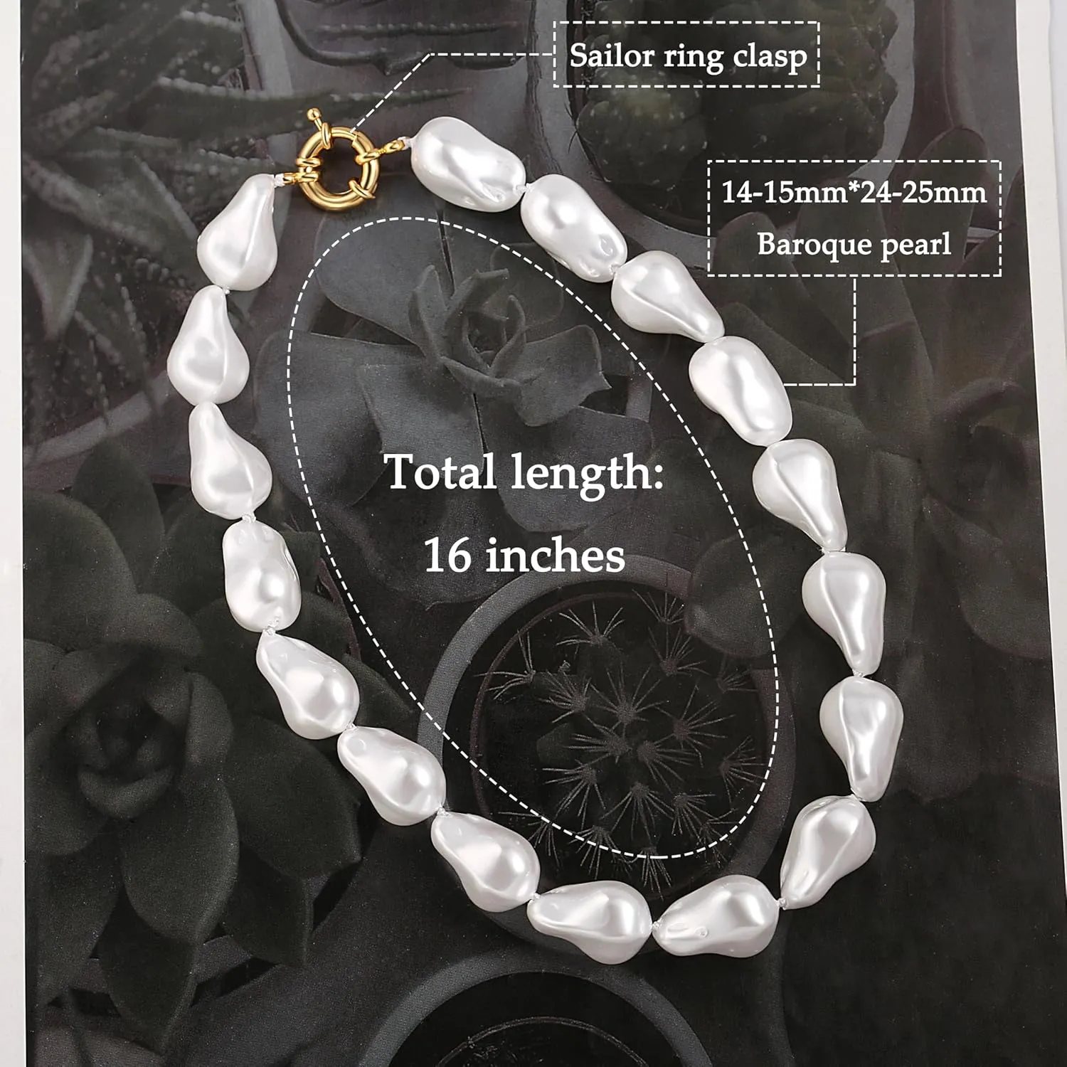 Seashell Pearl Necklace Single-Strand Handmade Beaded Necklaces for Ladies Dainty Faux Pearl Wedding Jewelry for Brides 18