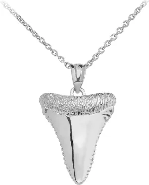 Shark Tooth Lucky Pendant Necklace in Polished 925 Sterling Silver