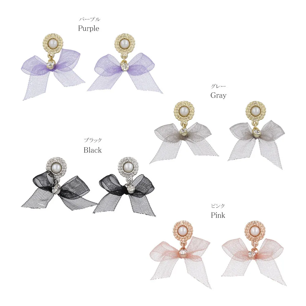 Sheer Bow Drop Earrings