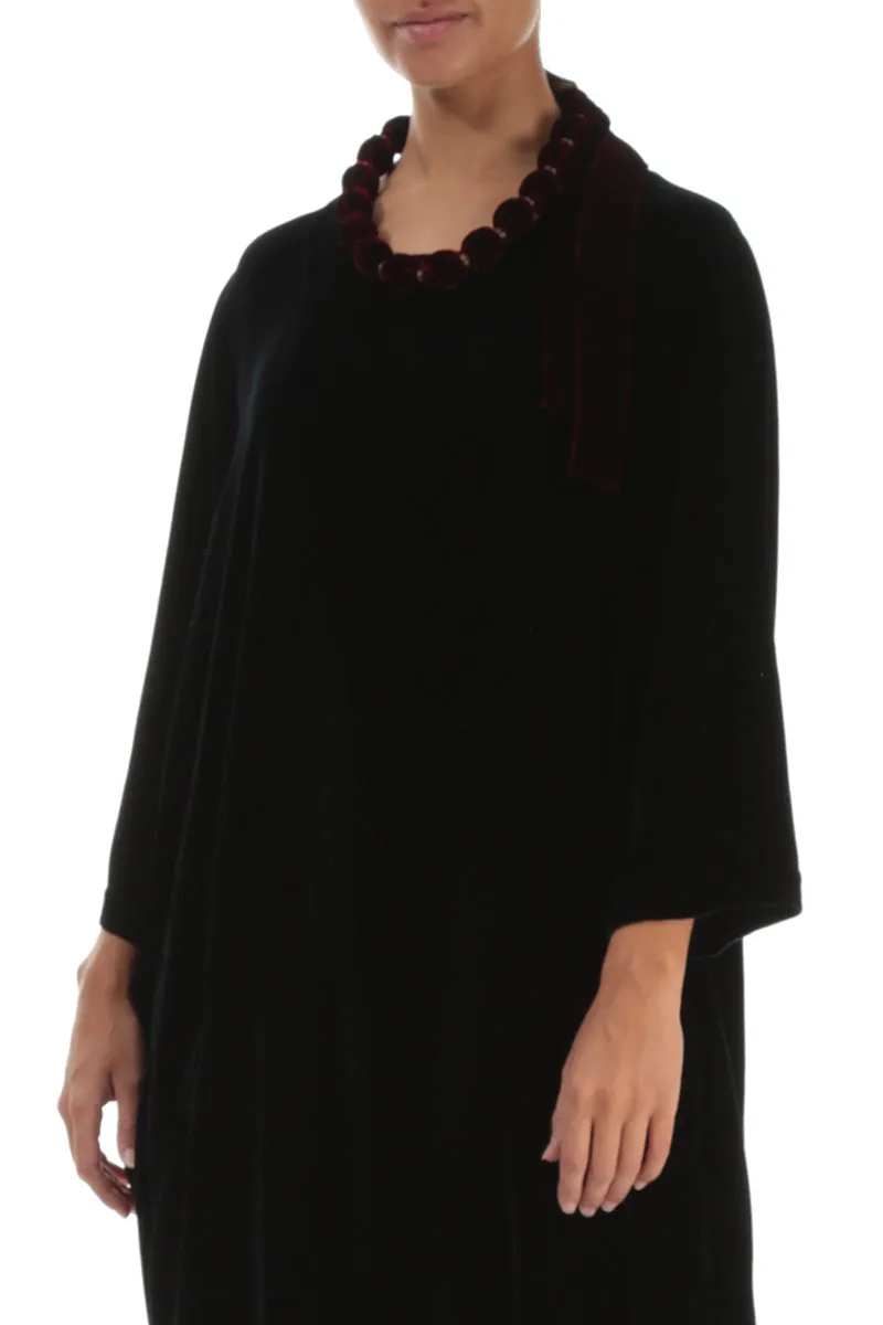 Short Merlot Silk Velvet Bead Necklace