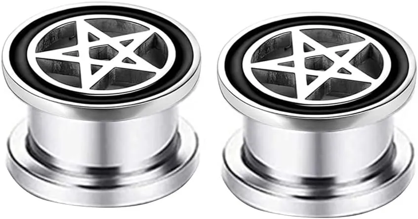 Silver 6mm2G Stainless Steel Double Flared Tunnel Plug Earrings, Sold As a PairEar Expander Fashionable Unisex Piercing Ear Expander Earrings