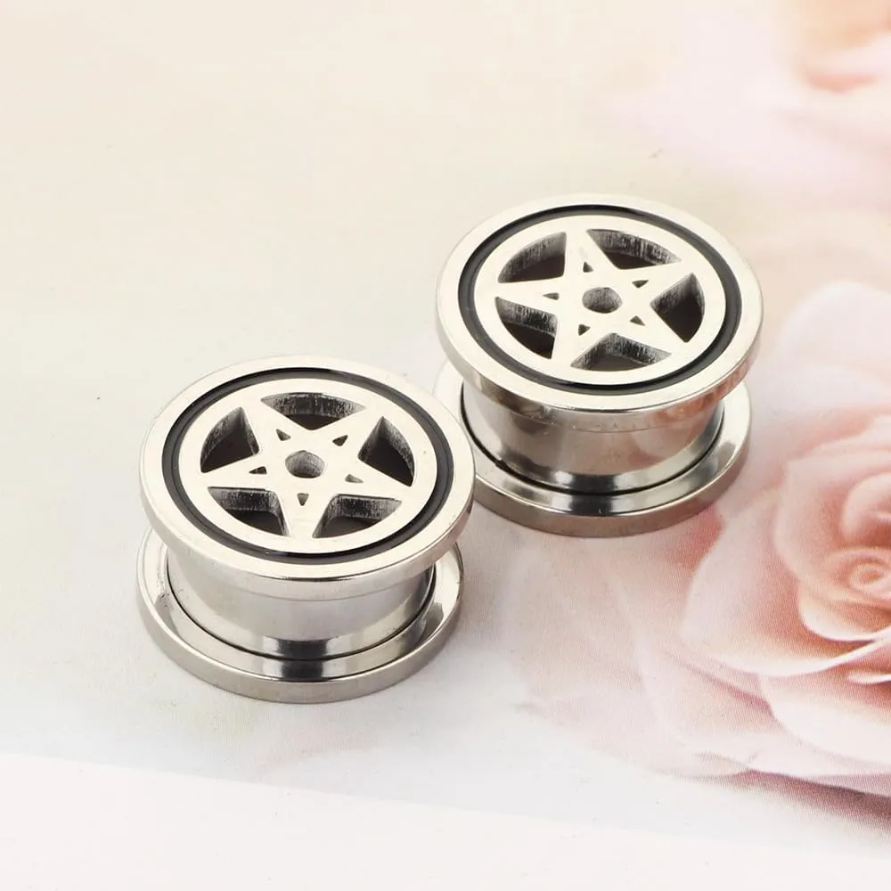 Silver 6mm2G Stainless Steel Double Flared Tunnel Plug Earrings, Sold As a PairEar Expander Fashionable Unisex Piercing Ear Expander Earrings