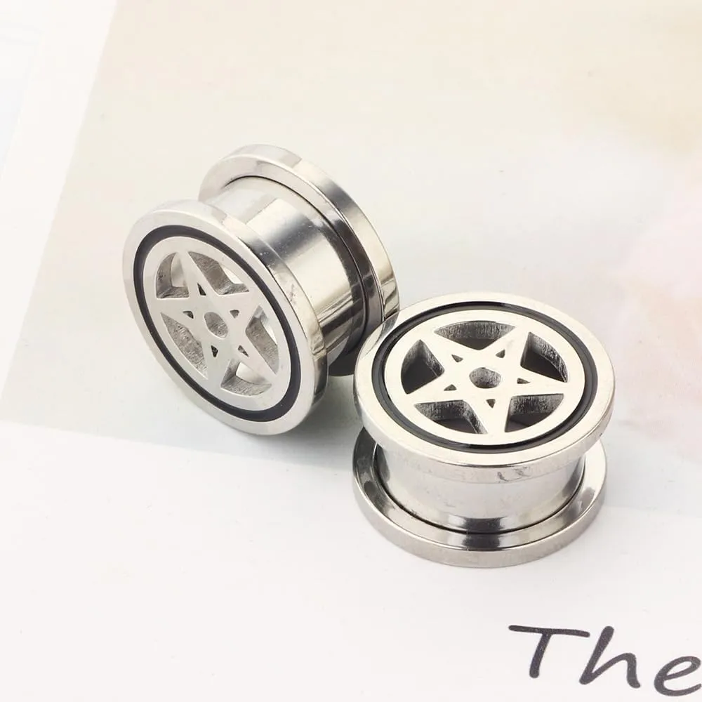 Silver 6mm2G Stainless Steel Double Flared Tunnel Plug Earrings, Sold As a PairEar Expander Fashionable Unisex Piercing Ear Expander Earrings