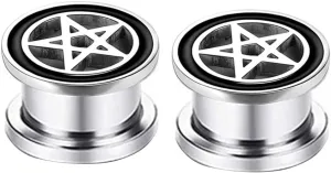 Silver 6mm2G Stainless Steel Double Flared Tunnel Plug Earrings, Sold As a PairEar Expander Fashionable Unisex Piercing Ear Expander Earrings