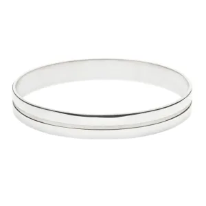 Silver Bangle Polished with Single Groove Large