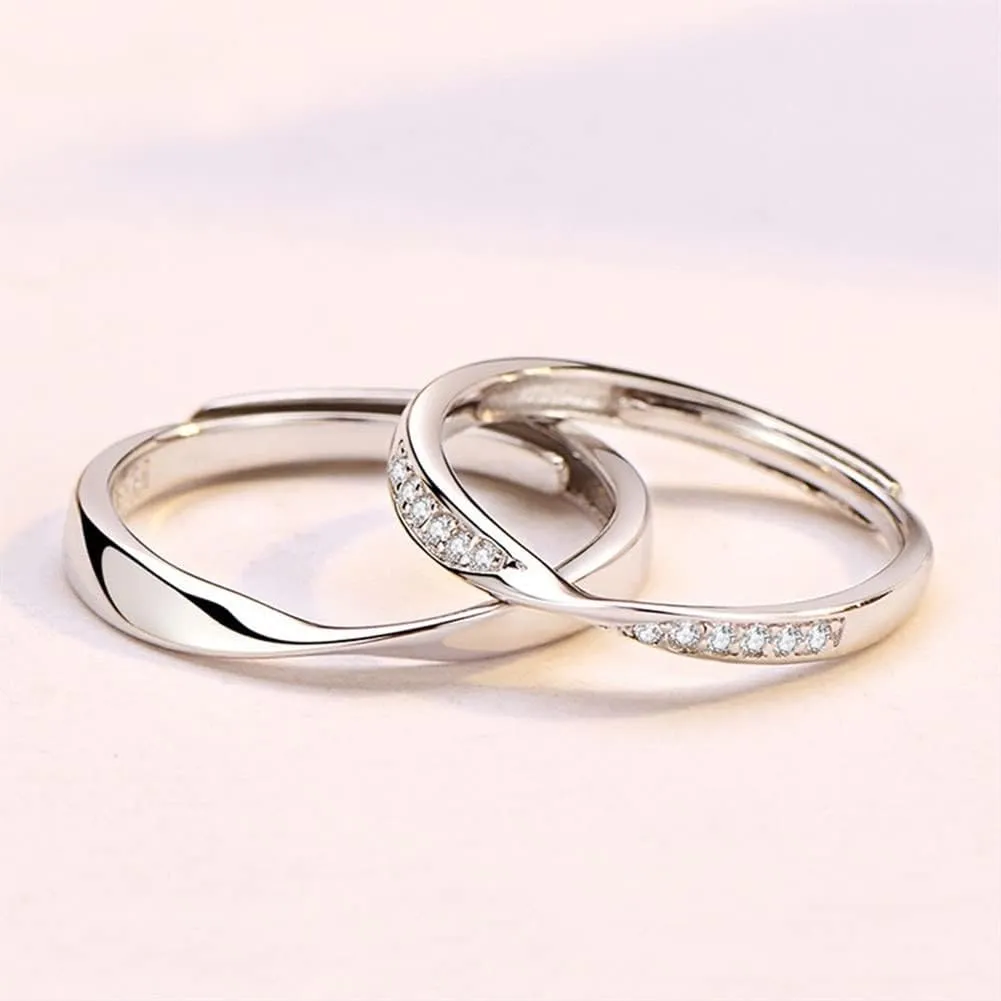 Silver Rings Couples Ring for Lozenge Micro-Set Gem Jewelry Adjustable Pair of Silver Color Rings Men Women Festival Birthday GIF Silver Rings for Women (Gem Color : 08)
