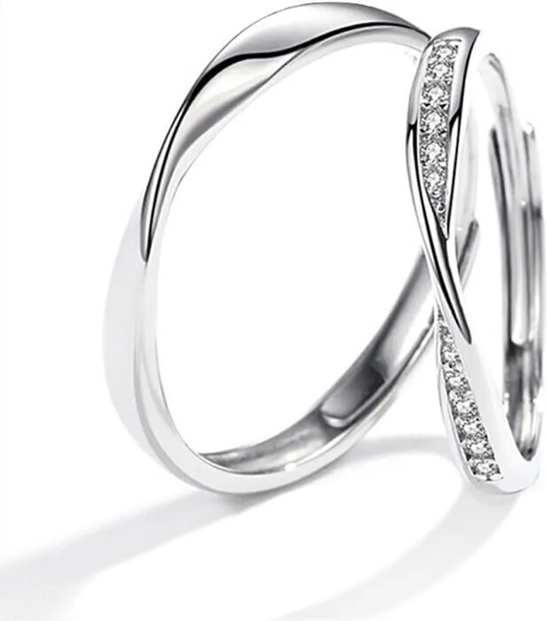 Silver Rings Couples Ring for Lozenge Micro-Set Gem Jewelry Adjustable Pair of Silver Color Rings Men Women Festival Birthday GIF Silver Rings for Women (Gem Color : 08)