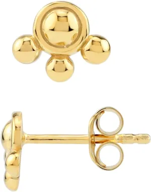 Silvershake Petite White Gold Plated or Yellow Gold Plated 925 Sterling Silver Minimalist Chic Circle Bubble Bead Ball Stud Earrings Jewelry for Women